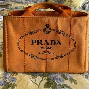 Prada Vibrant Orange Canvas Handbag